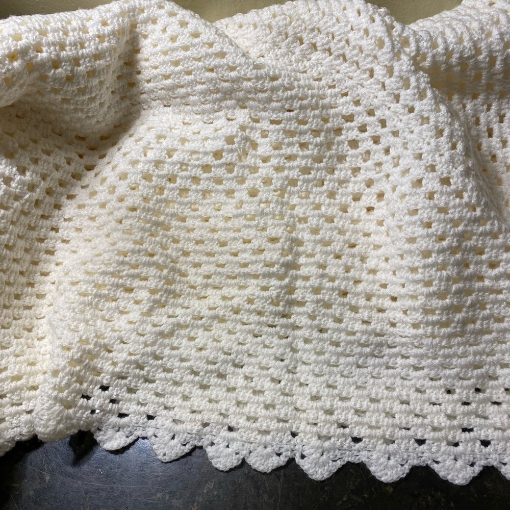 Elegant Cream Crochet Blanket